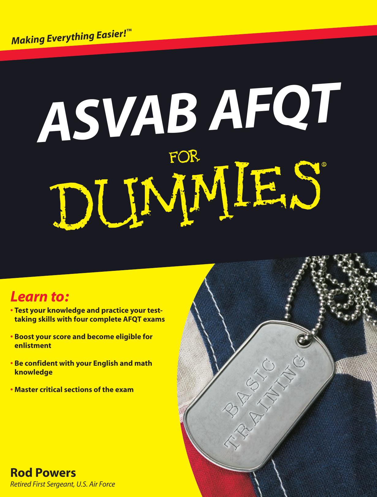 ASVAB AFQT for Dummies, With Online Practice Tests