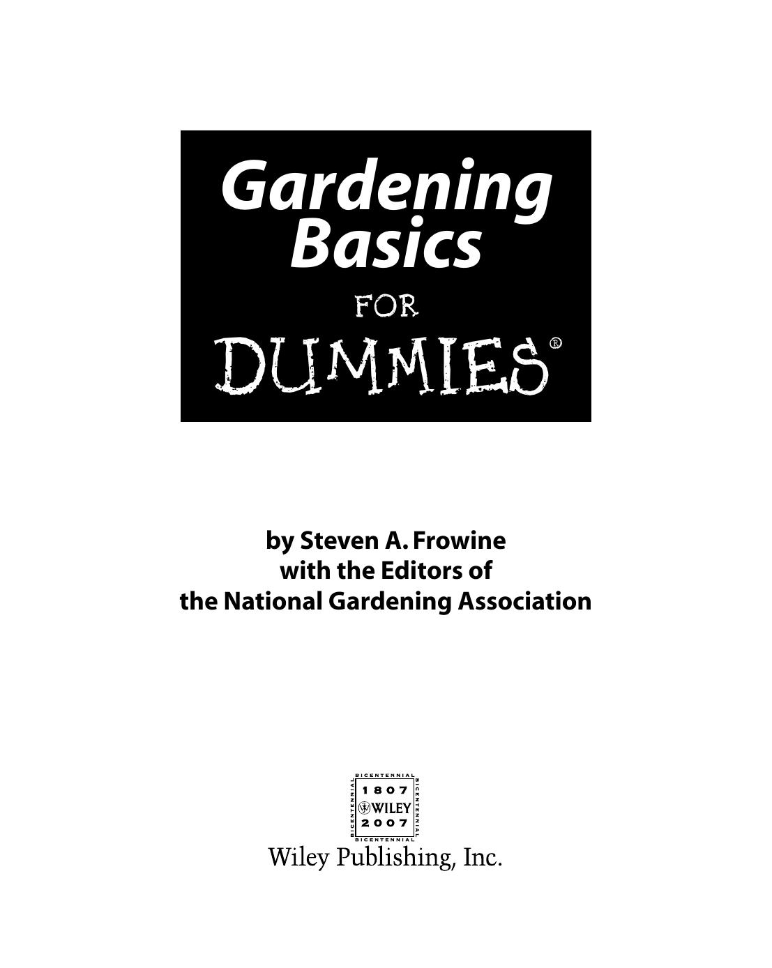 Gardening Basics for Dummies ISBN - 0470037490