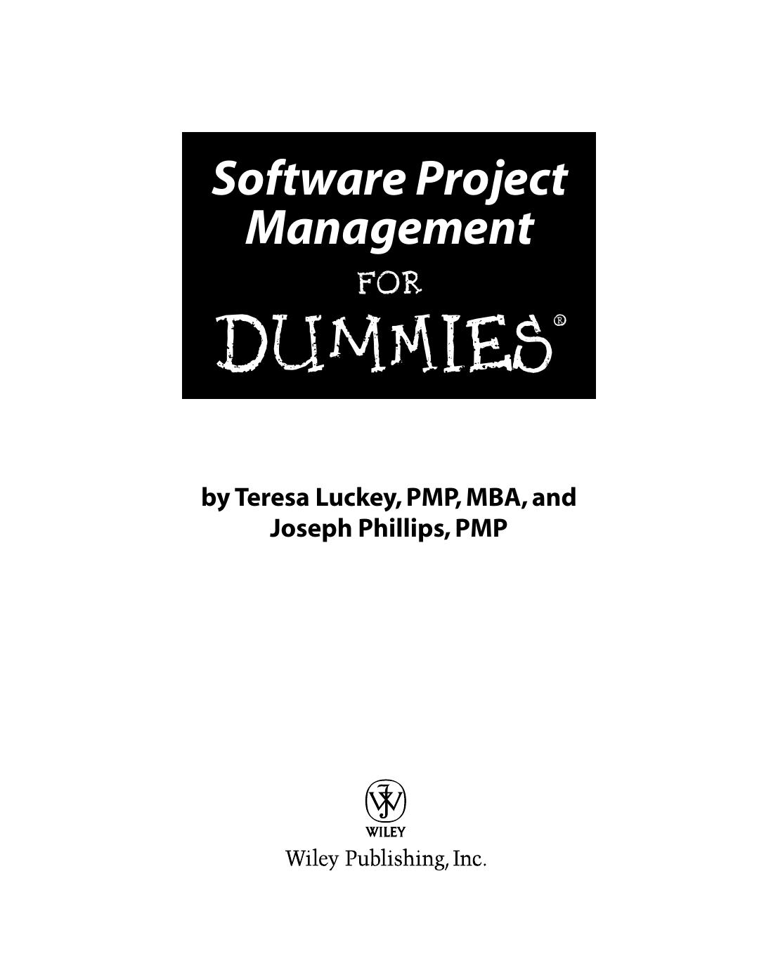 Software Project Management for Dummies ISBN - 0471749346