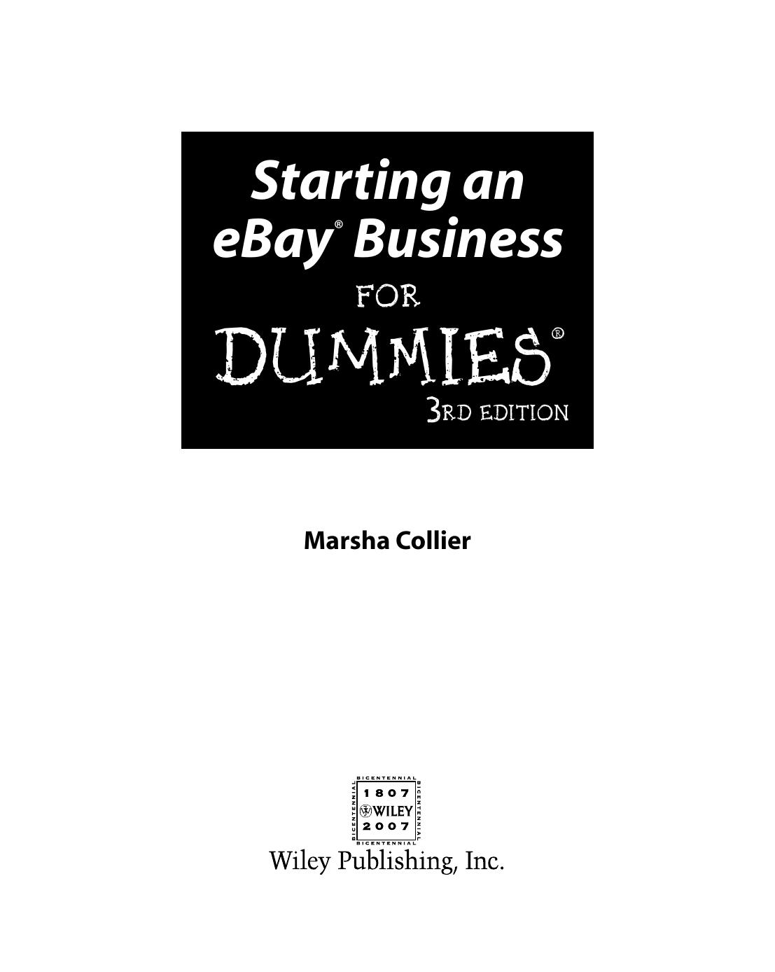 Starting an eBay Business for Dummies ISBN