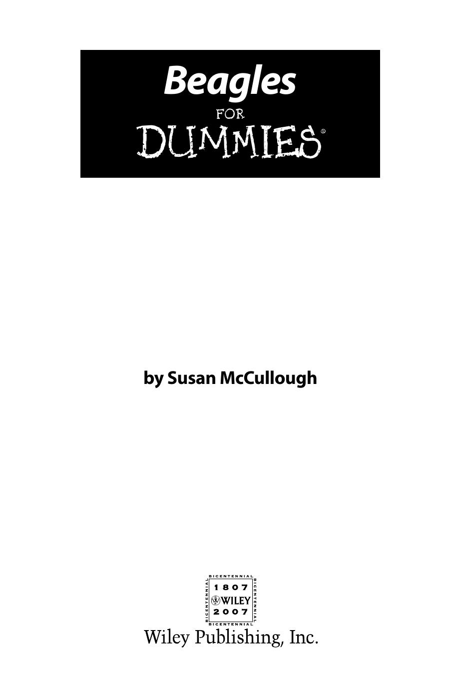Beagles for Dummies ISBN - 0470039612