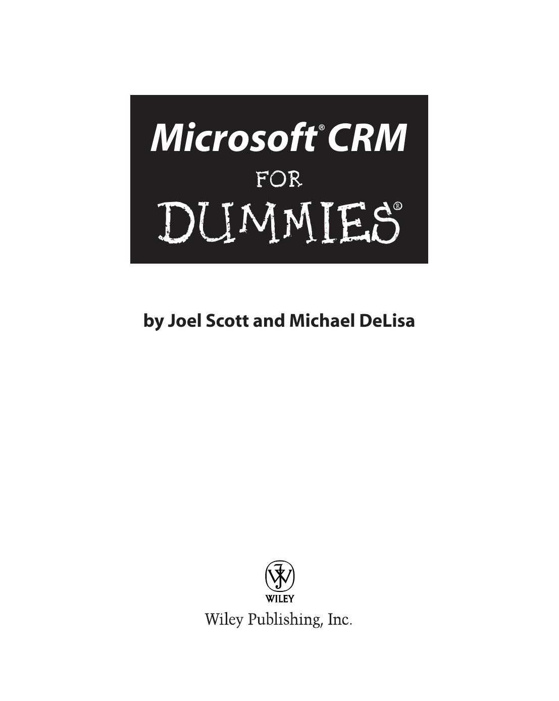 Microsoft Dynamics CRM 4 for Dummies