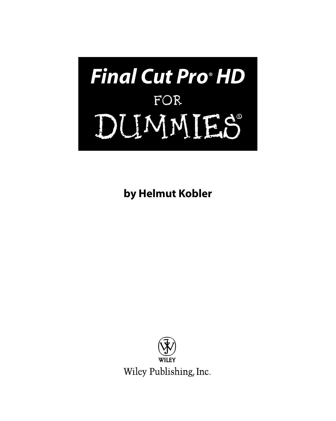 Final Cut Pro HD for Dummies