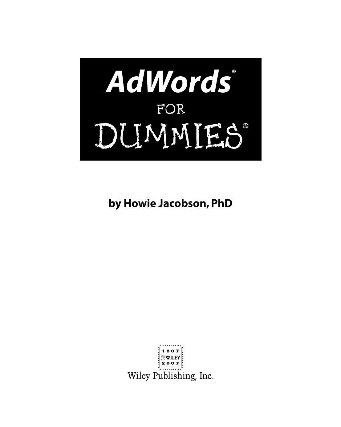 AdWords for Dummies ISBN - 0470152524
