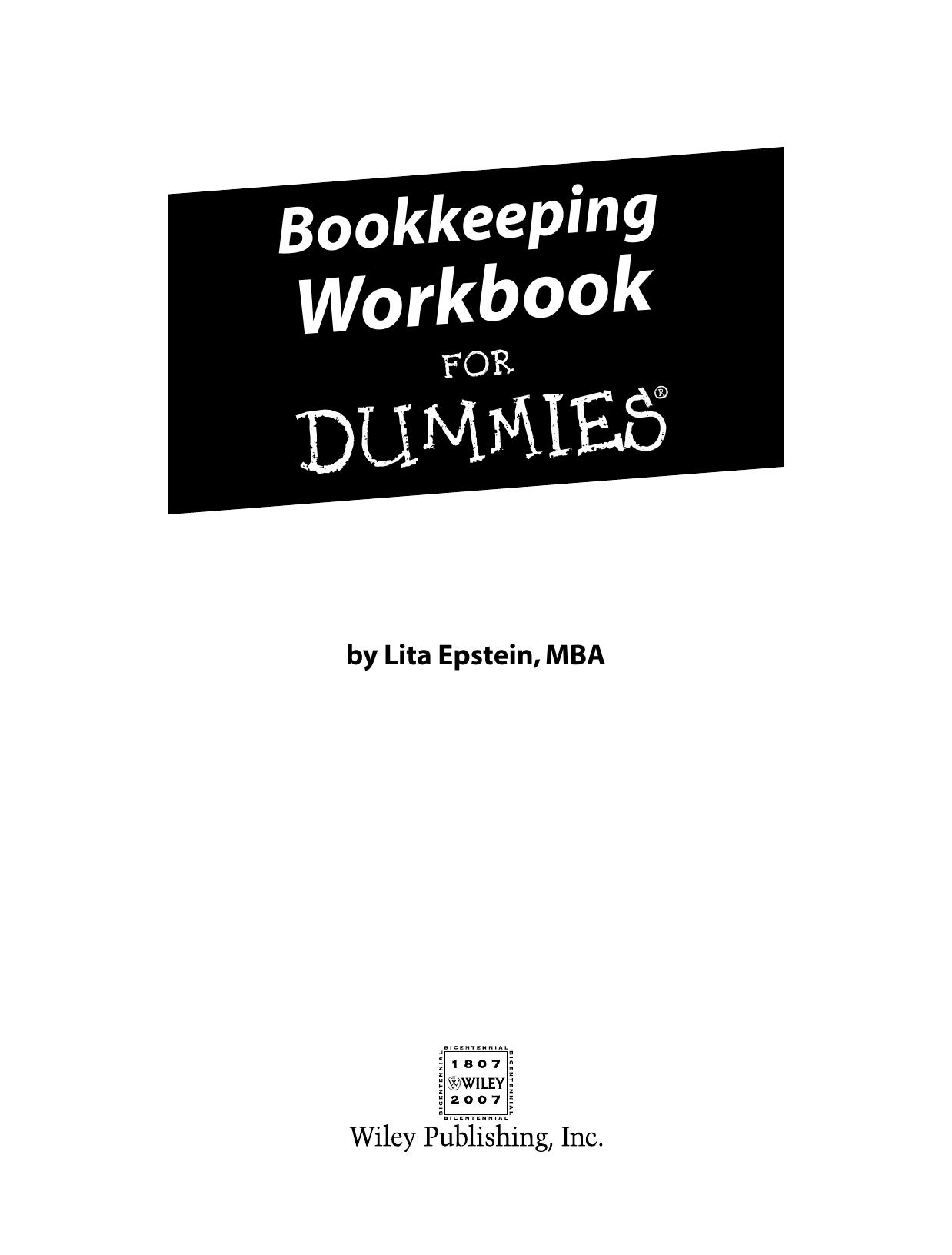 Bookkeeping Workbook for Dummies