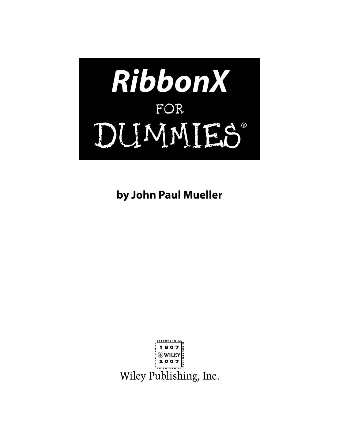 RibbonX for Dummies ISBN - 047016994X