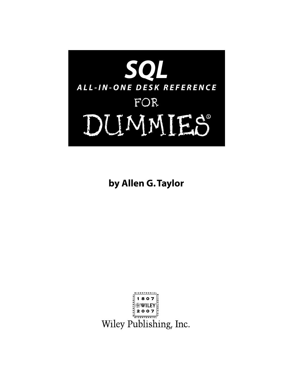 SQL All-in-One Desk Reference for Dummies