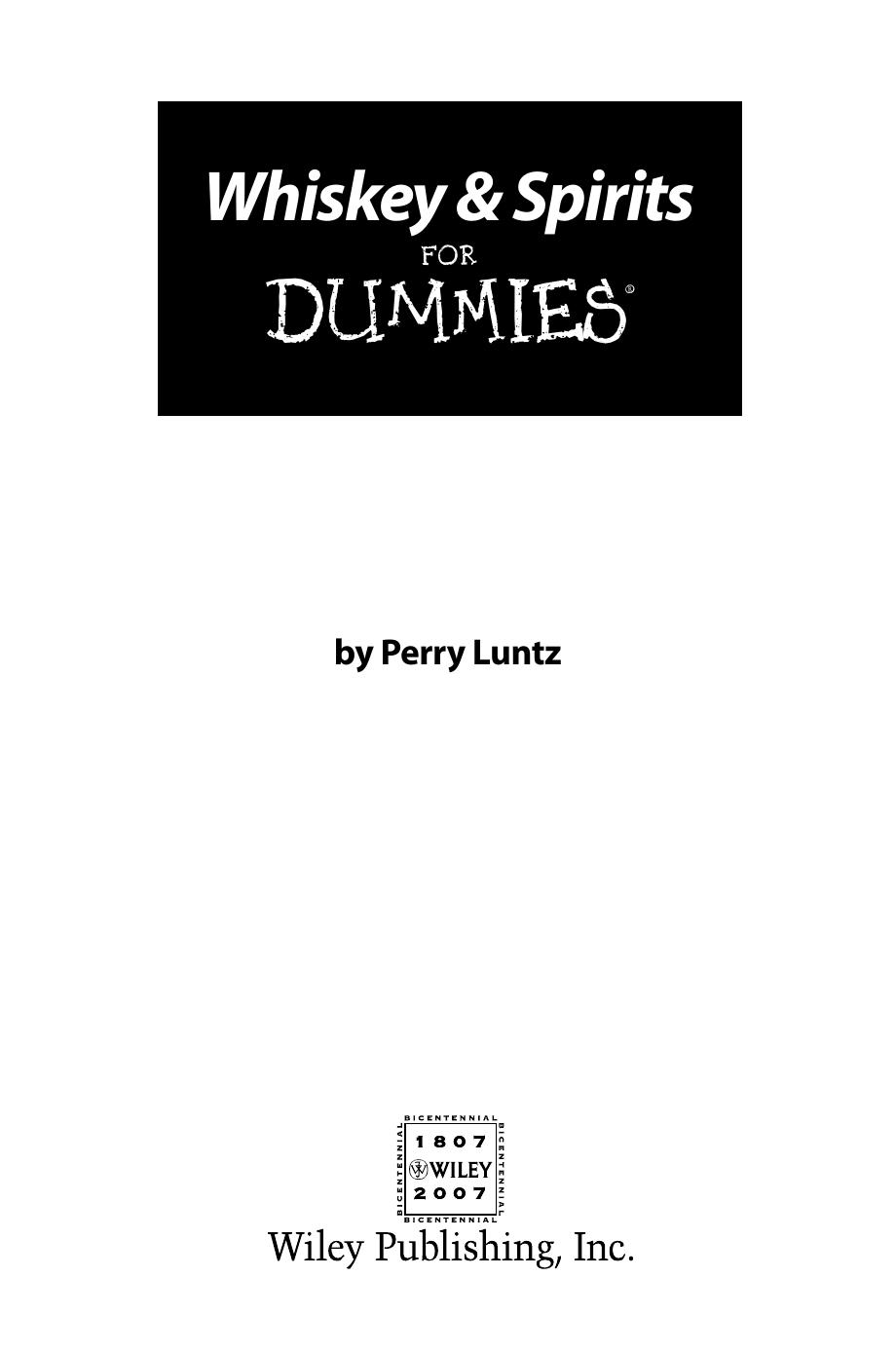 Whiskey & Spirits for Dummies ISBN - 0470117699