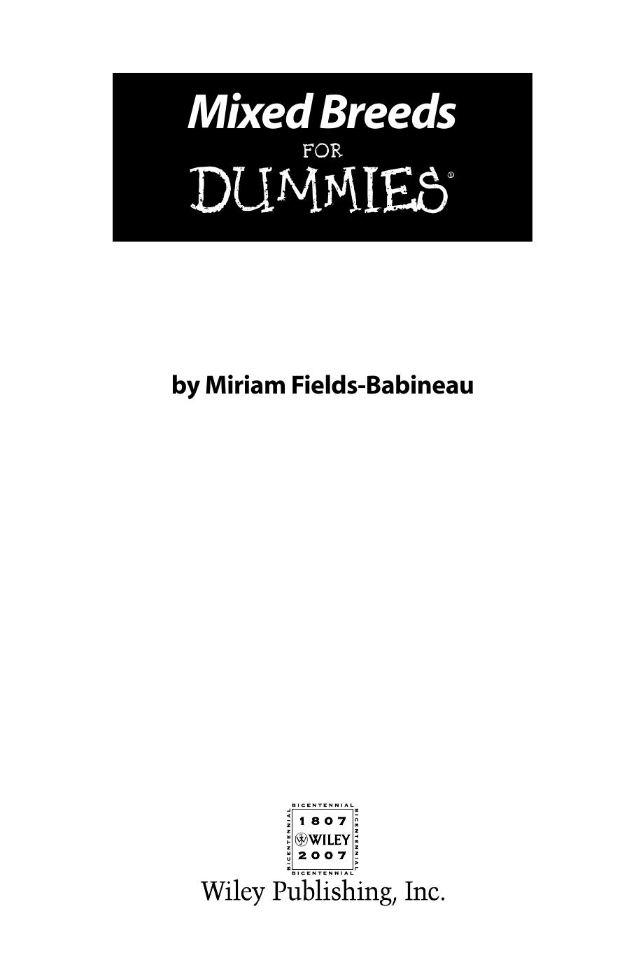 Mixed Breeds for Dummies ISBN - 0470120878
