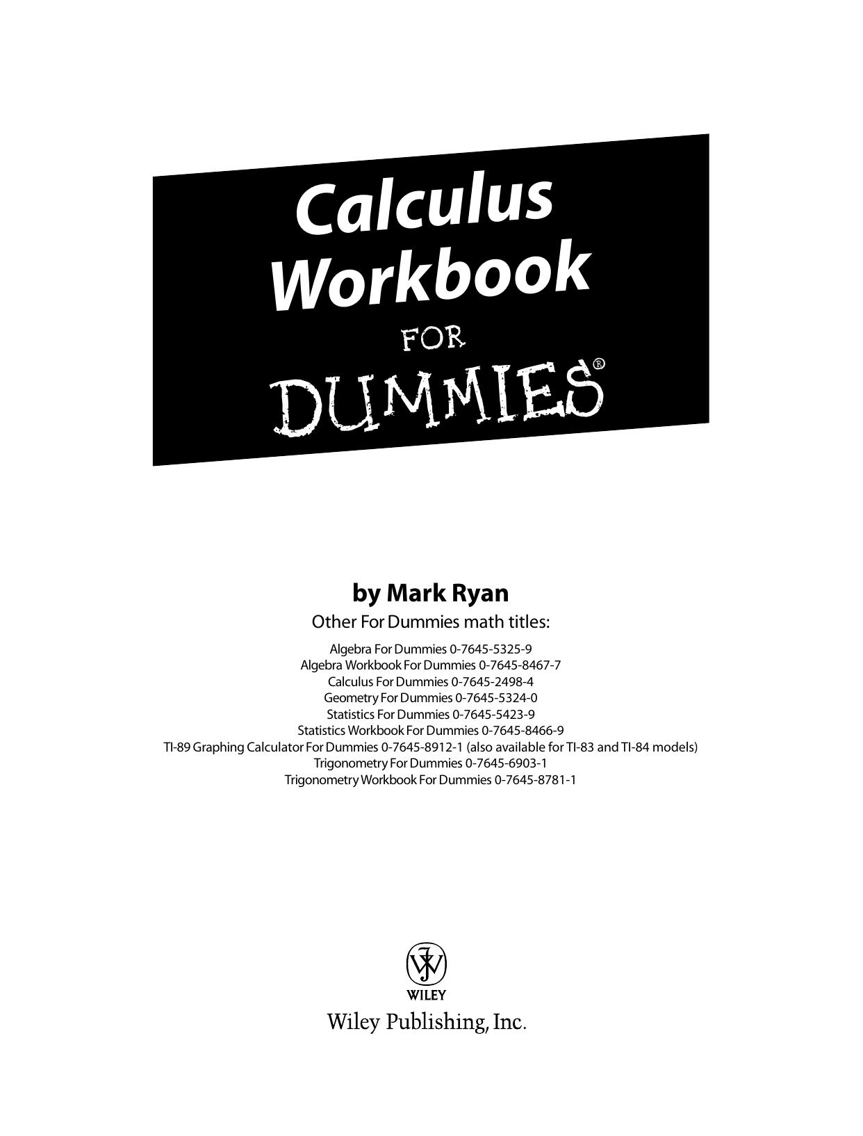Calculus Workbook for Dummies