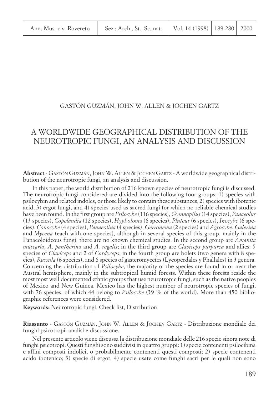 World Wide Distribution of Magic Mushrooms