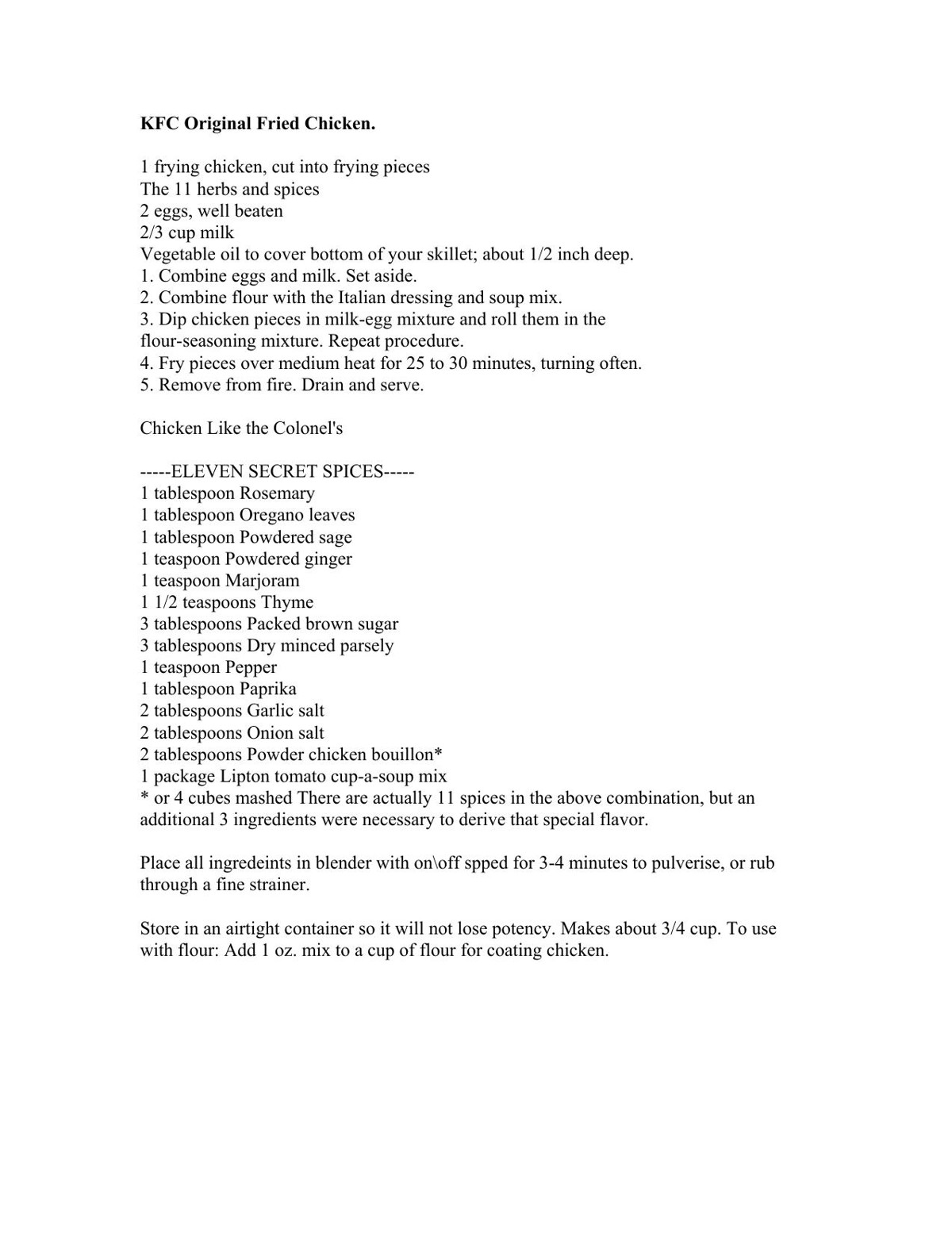 Microsoft Word - KFC Original Recipe Chicken.doc