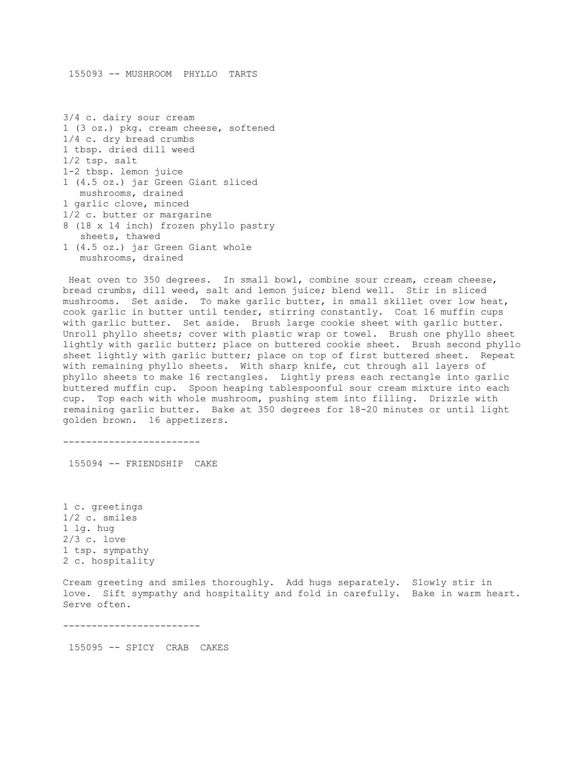 155093 -- MUSHROOM PHYLLO TARTS