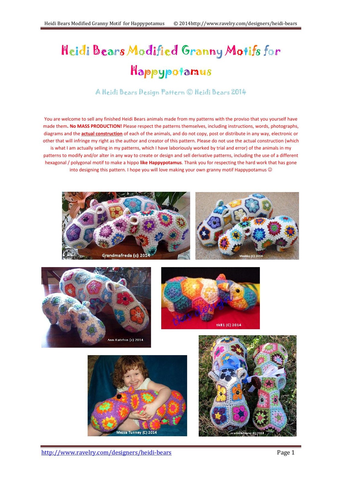 Heidi Bears Modified Granny Motif for Happypotamus © 2014