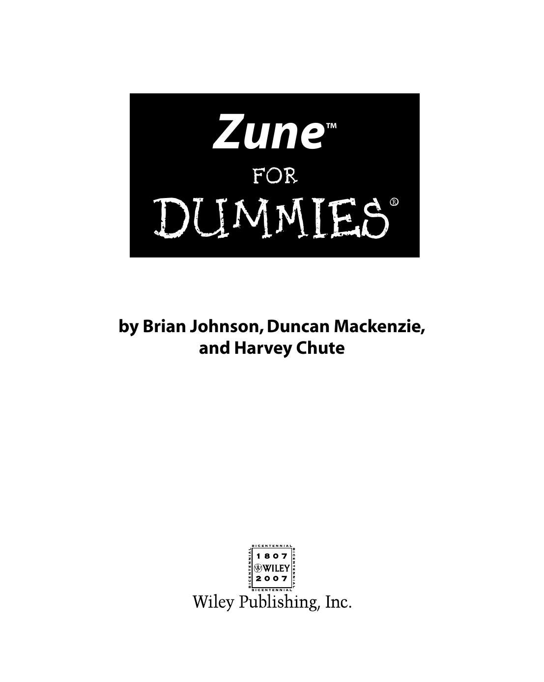 Zune for Dummies