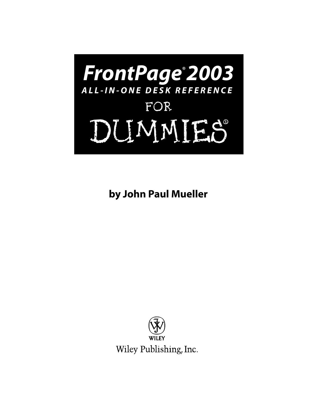 FrontPage 2003 All-In-One Desk Reference for Dummies