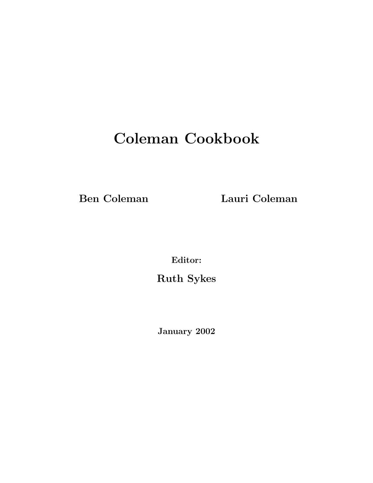 Coleman Family Cookbook