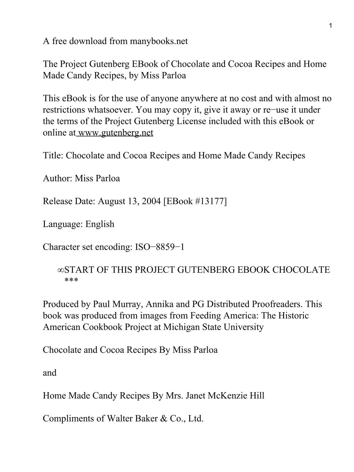 Chocolate and Cocoa Recipes and Home Made Candy Recipes