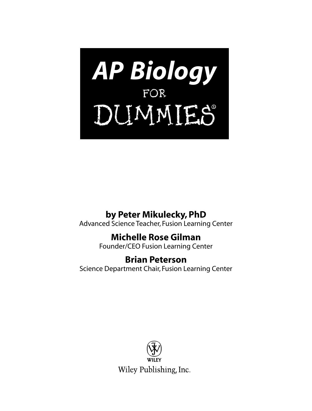 AP Biology for Dummies ISBN - 0470224878