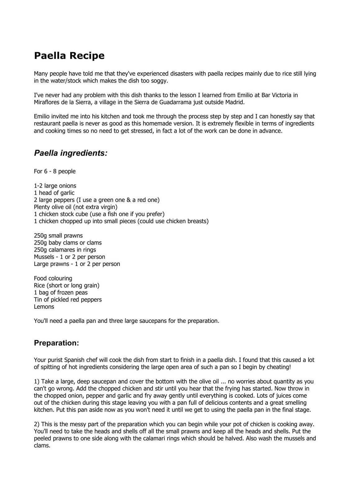 Paella Recipe
