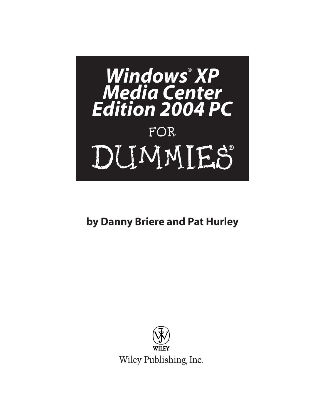Windows XP Media Center Edition 2004 PC for Dummies