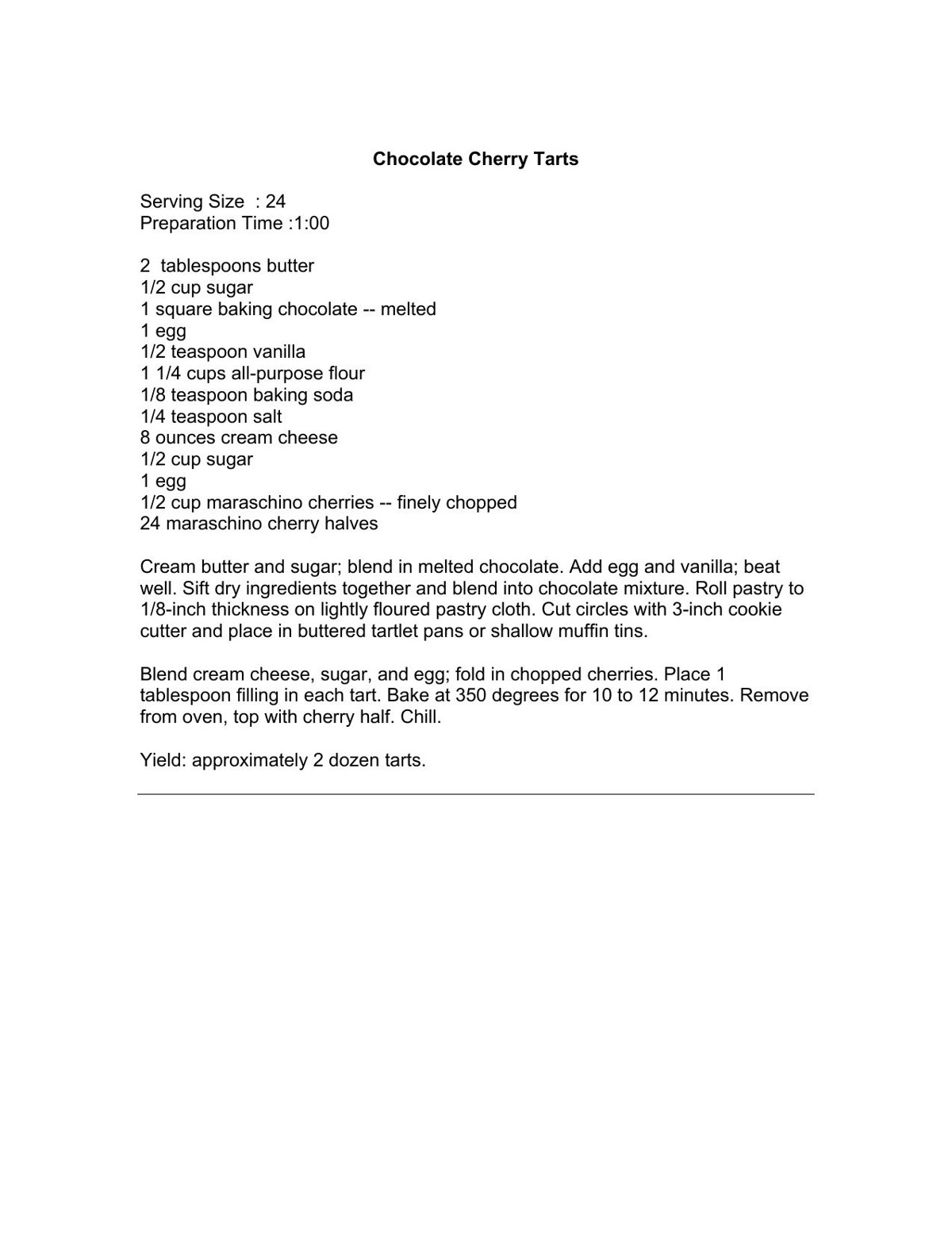 Chocolate Cherry Tarts