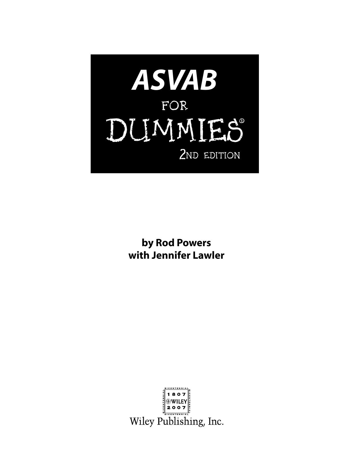 ASVAB for Dummies ISBN - 0470106719