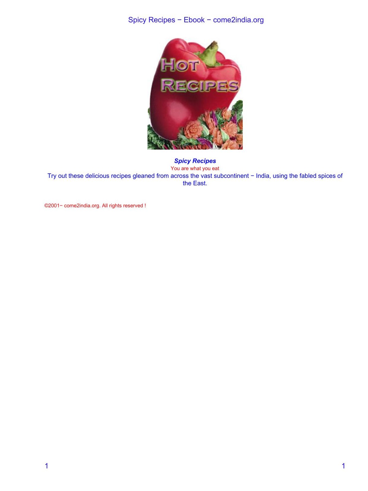 Spicy Recipes - Ebook - come2india.org