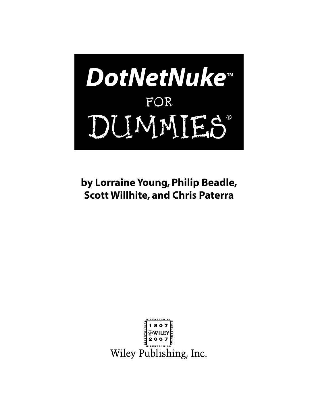 DotNetNuke for Dummies ISBN - 0471798436