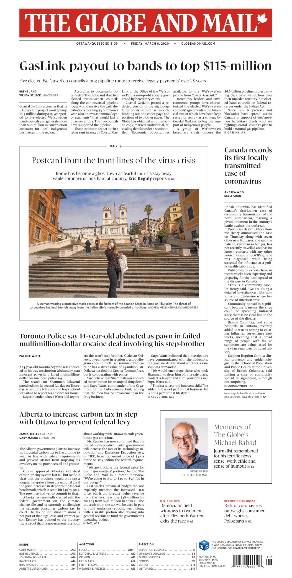 The Globe and Mail (Ottawa Que bec Edition) [2020.03.06]