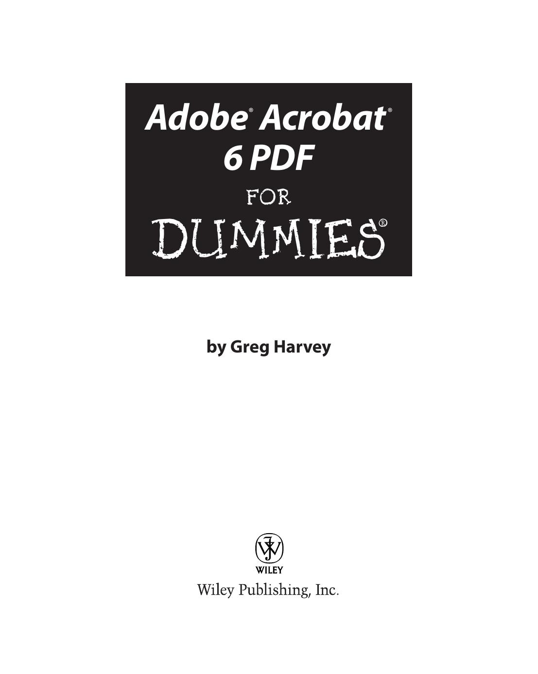 Adobe Acrobat 6 PDF for Dummies