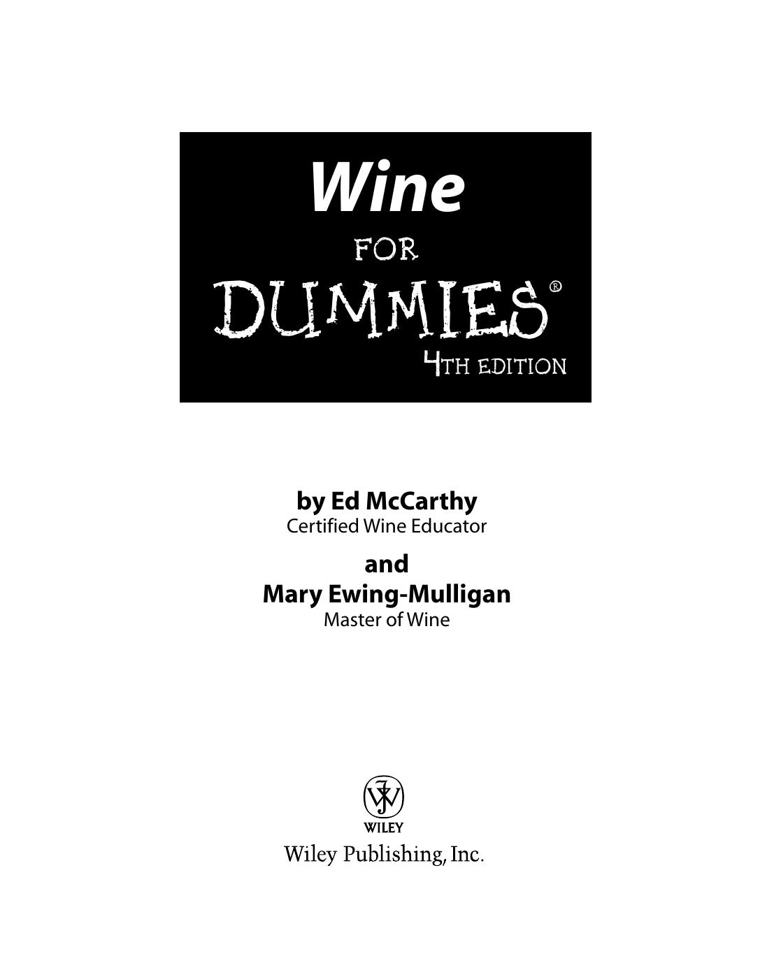 Wine for Dummies ISBN - 0470045795