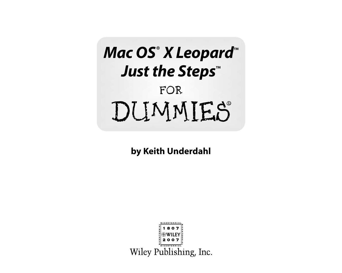 Mac OS X Leopard Just the Steps for Dummies