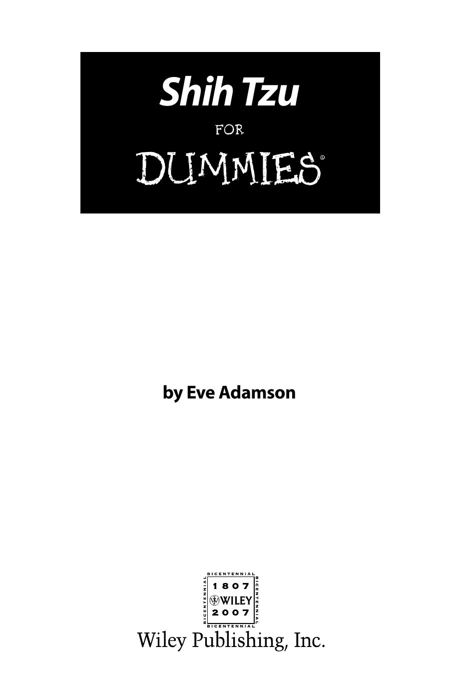 Shih Tzu for Dummies ISBN - 0470089458