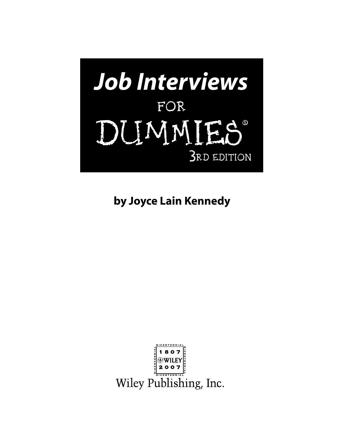 Job Interviews for Dummies ISBN - 0470177489