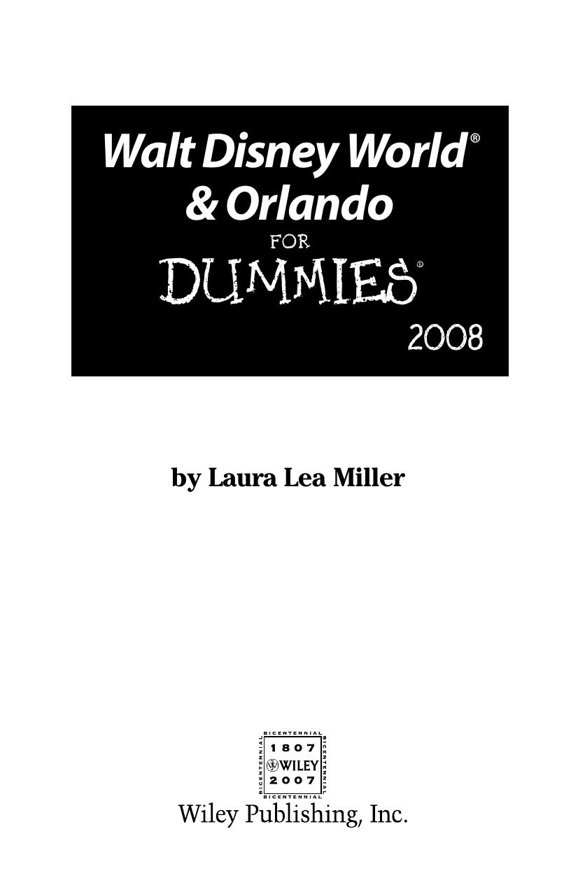 Walt Disney World & Orlando for Dummies 2008 ISBN - 0470134704
