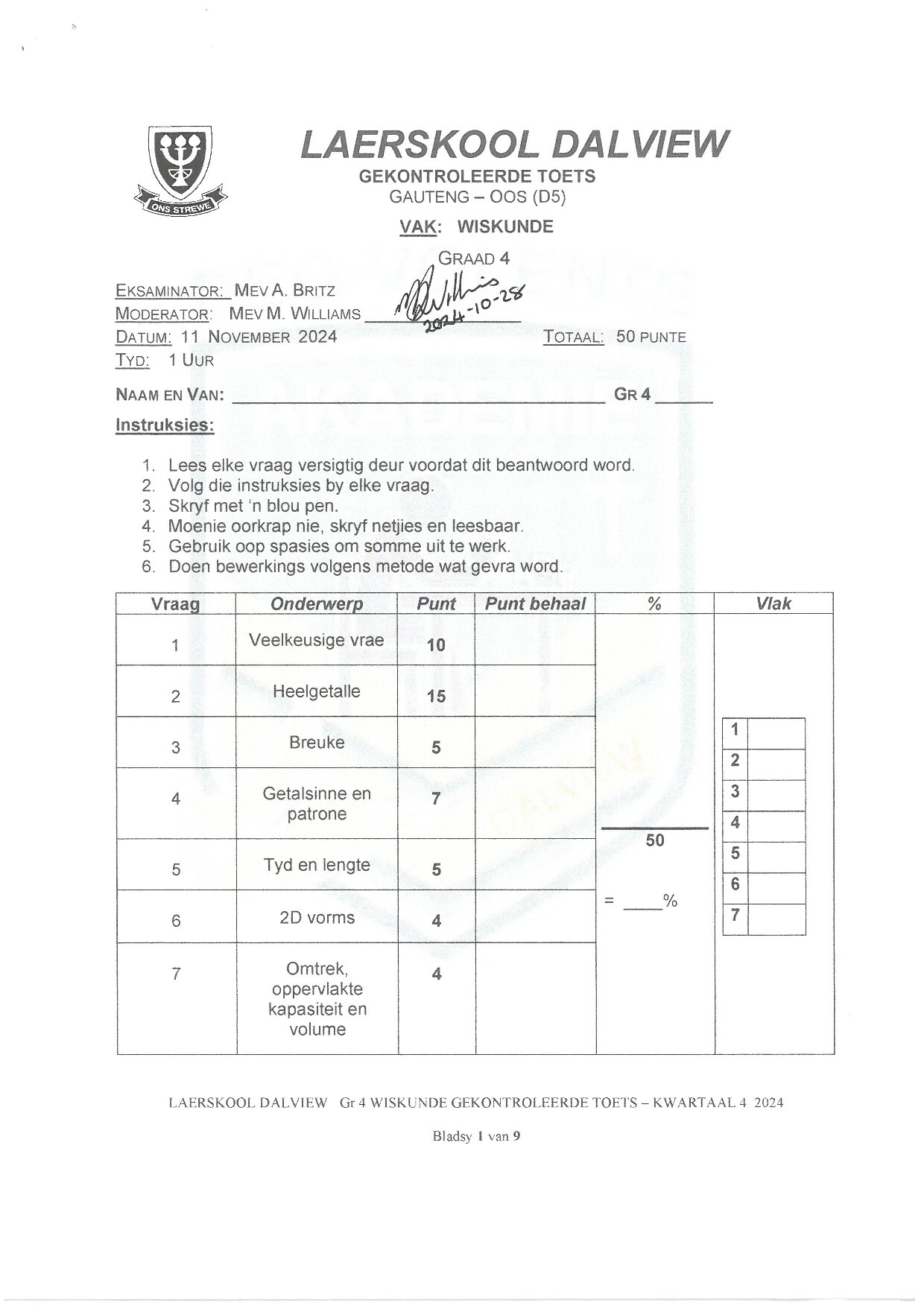 Wiskunde Gr4