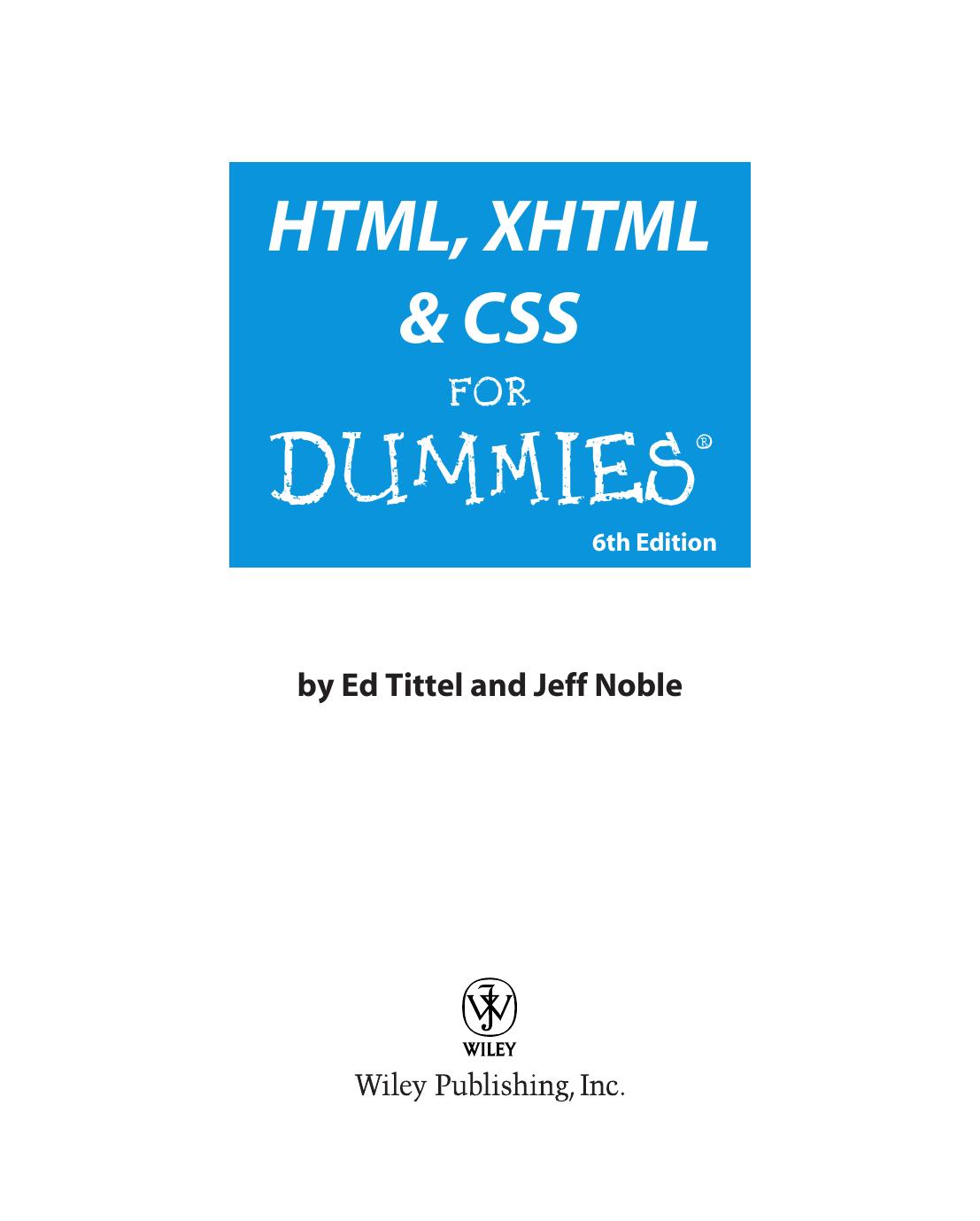 HTML XHTML & CSS For Dummies