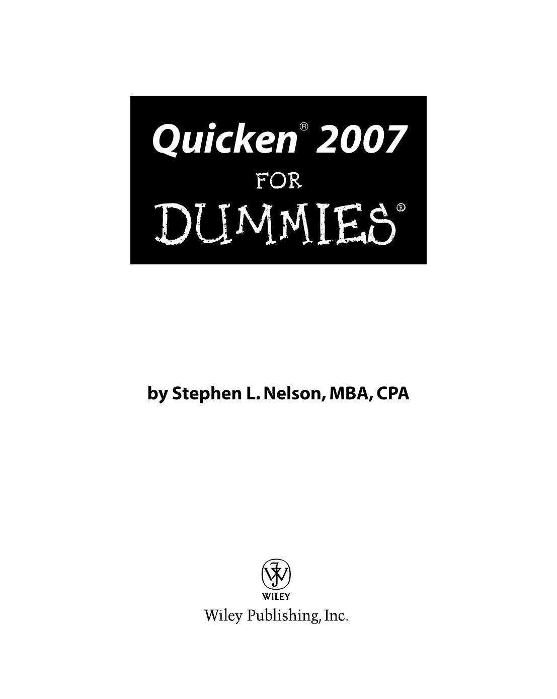 Quicken 2007 for Dummies ISBN - 0470046007