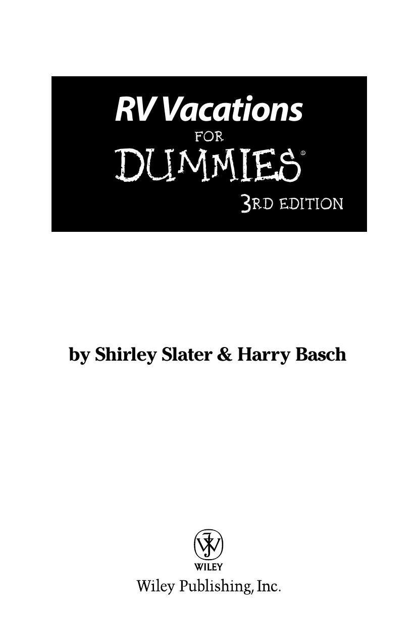 RV Vacations for Dummies ISBN - 0471772585