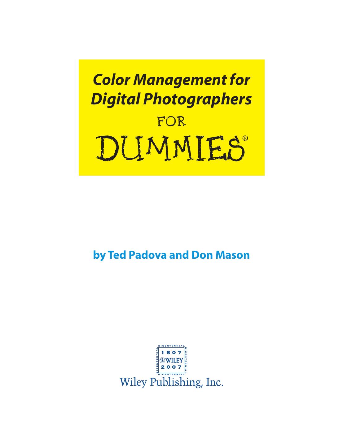Color Management for Digital Photographers for Dummies