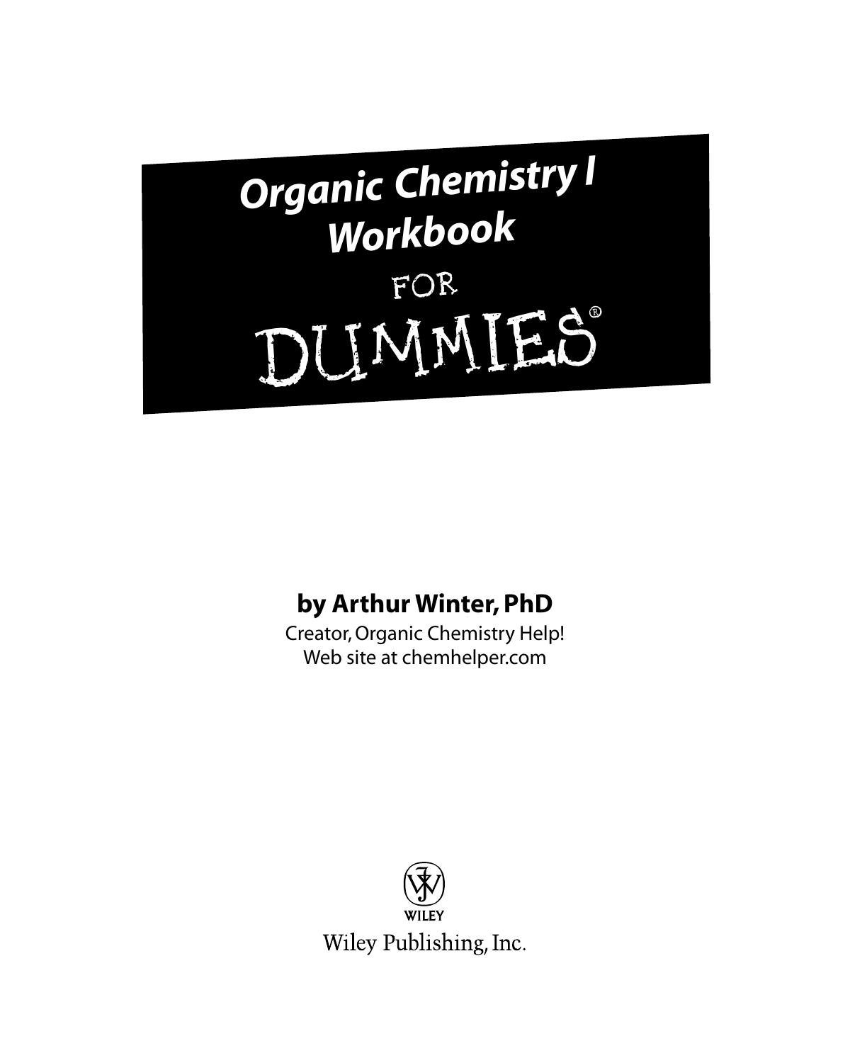 Organic Chemistry I Workbook for Dummies ISBN - 0470251514
