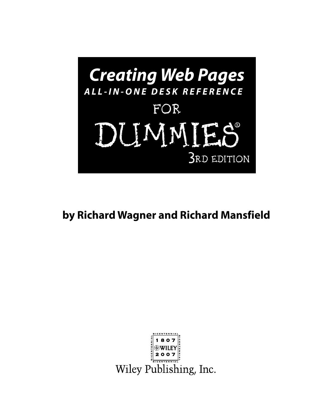 Creating Web Pages All-in-One Desk Reference for Dummies
