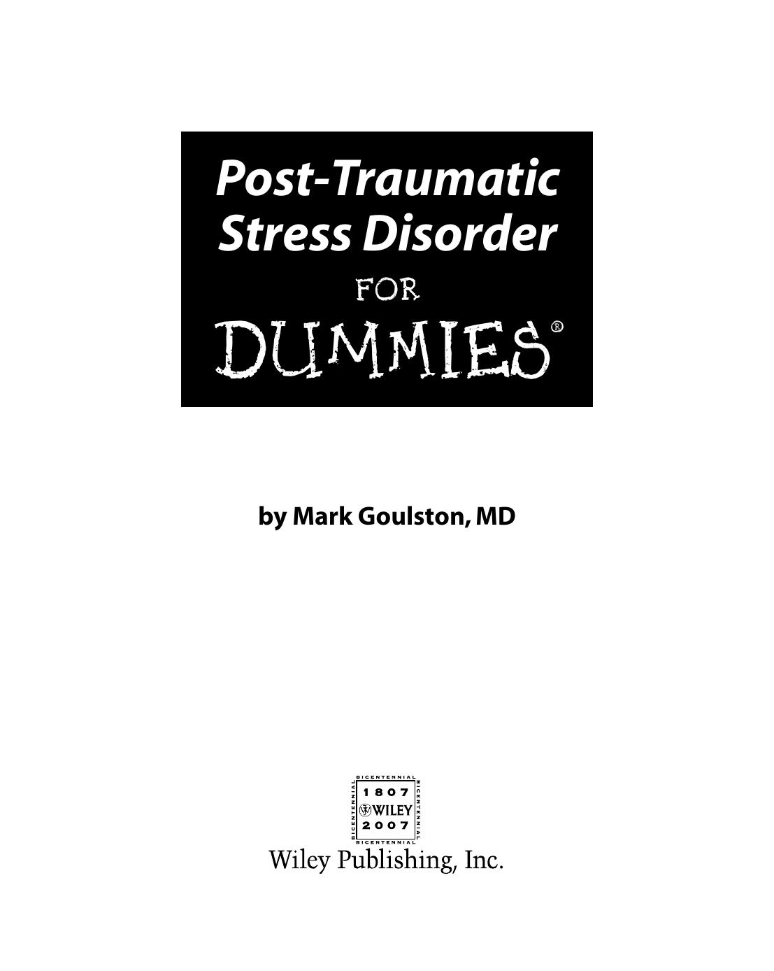 Post-Traumatic Stress Disorder for Dummies ISBN - 0470049227