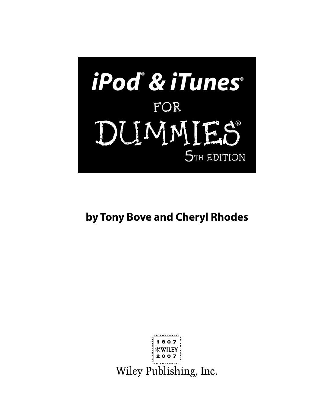iPod & iTunes for Dummies ISBN - 0470174749