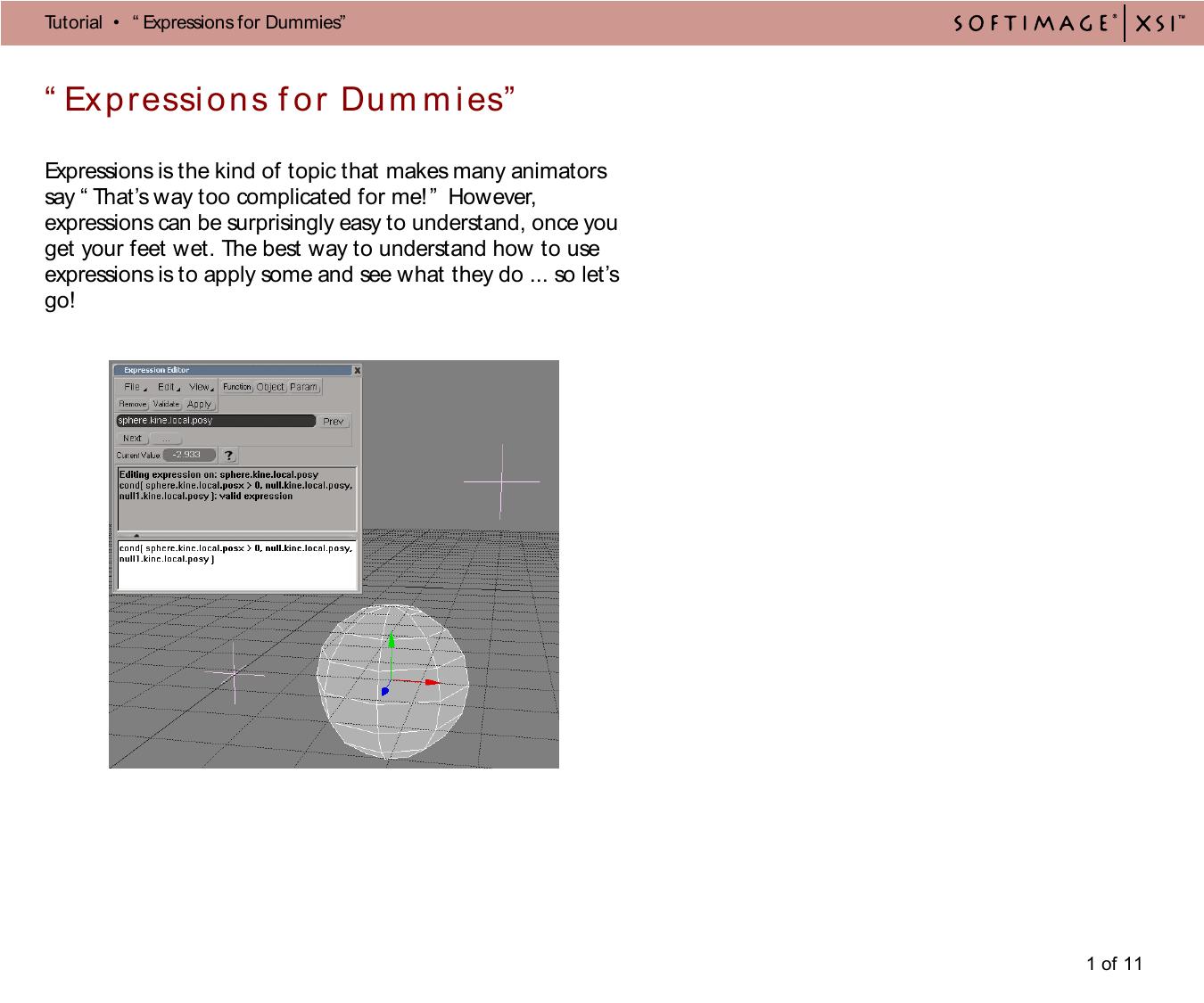 SOFTIMAGE|XSI Tutorial - Expressions for Dummies