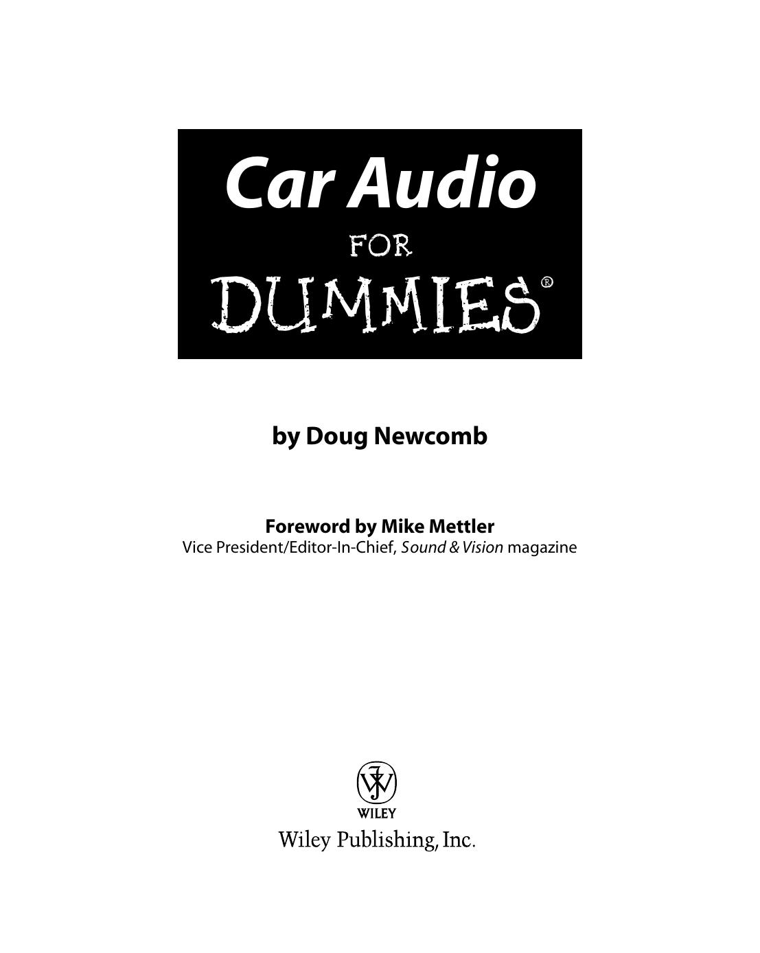 Car Audio for Dummies ISBN