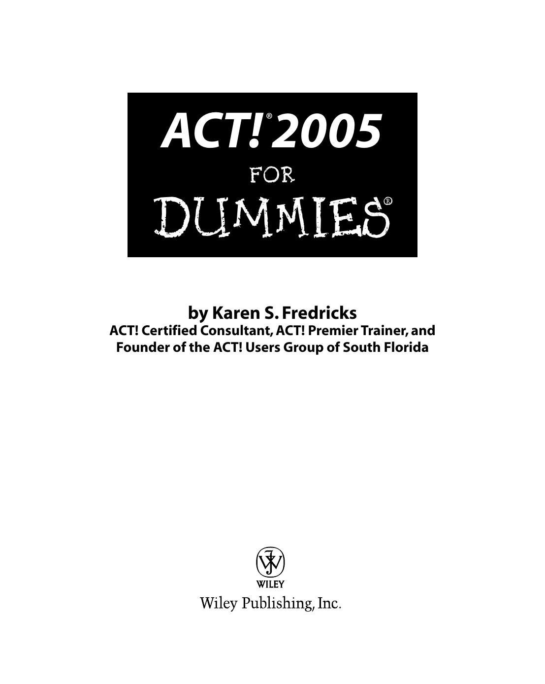 ACT! 2005 for Dummies