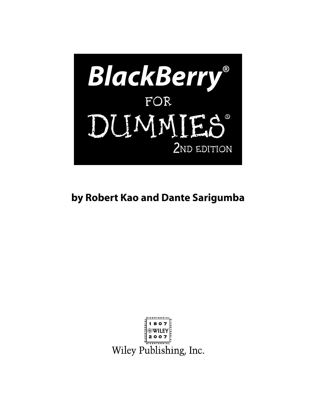 BlackBerry for Dummies