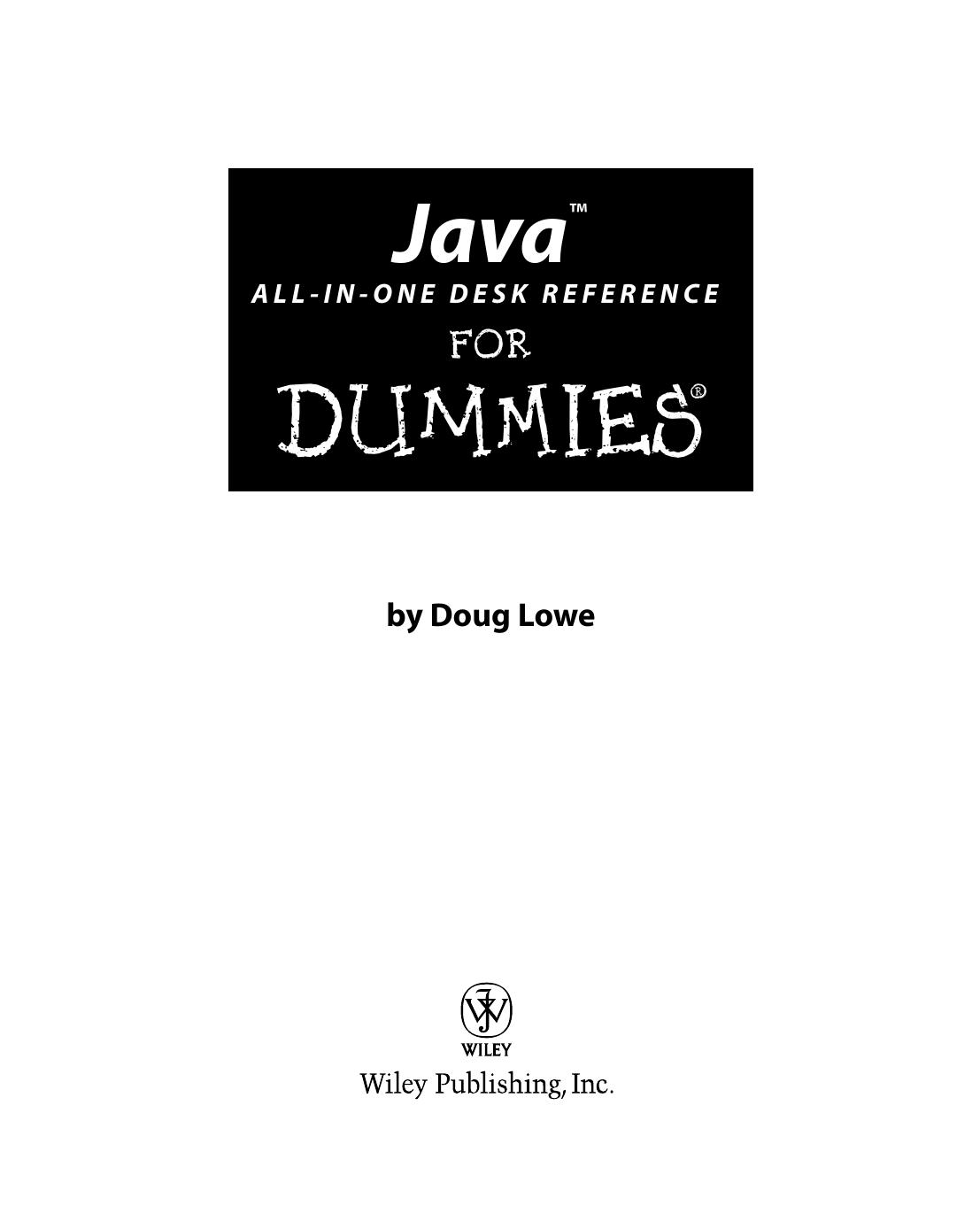 Java All-In-One Desk Reference for Dummies ISBN - 076458961X